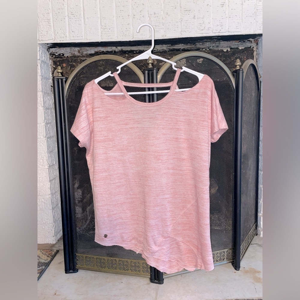 WILLIAM Rast | Heathered Pink Cut Out Asymmetrical Pullover Knit Top